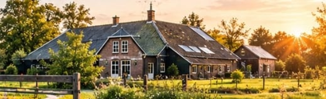 Een boerderij met land, het soort plek waar Het Kleine Dorp kan ontstaan